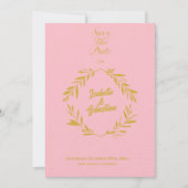 Blush roze en gouden diamant Save the Date Wedding Kaart (Voorkant)