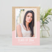 Blush roze en gouden folie |  Afstudeeruitnodiging Kaart (Staand voorkant)