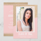 Blush roze en gouden folie |  Afstudeeruitnodiging Kaart (Voorkant / Achterkant)