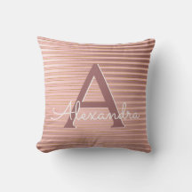 Blush Roze en Gouden Folie Streep Monogram Naam