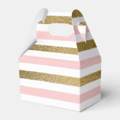 Blush roze en gouden folie streep verjaardagsfeest bedankdoosjes (Voorkant Zijde)
