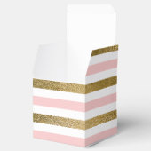 Blush roze en gouden folie streep verjaardagsfeest bedankdoosjes (Geopend)