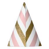 Blush roze en gouden folie streep verjaardagsfeest feesthoedjes (Achterkant)