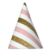 Blush roze en gouden folie streep verjaardagsfeest feesthoedjes (Rechts)