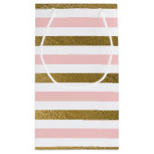 Blush roze en gouden folie streep verjaardagsfeest klein cadeauzakje (Achterkant)