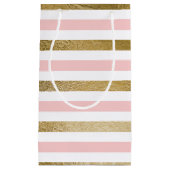 Blush roze en gouden folie streep verjaardagsfeest klein cadeauzakje (Voorkant)