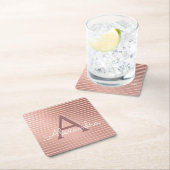 Blush roze en gouden folie strepen Monogram verjaa Kartonnen Onderzetters (Insitu)
