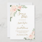 Blush roze en gouden foto Weddenschap Bewaar de da Save The Date (Voorkant)