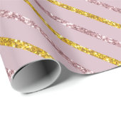 Blush Roze en Gouden Gift Wrap Papier (Rol Hoek)
