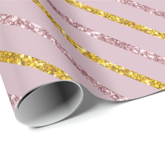 Blush Roze en Gouden Gift Wrap Papier (Rol Hoek)
