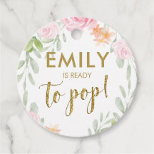 Blush Roze en Gouden Glitter Pop het gunst tags