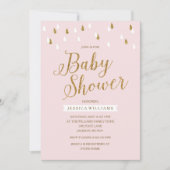 Blush roze en gouden glitter regendruppels Baby sh Kaart (Voorkant)