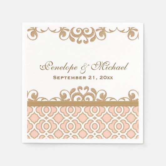 Blush roze en gouden Marokkaanse bruiloft Servetten (Voorkant)