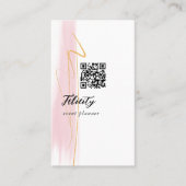 Blush Roze en gouden penseelstreken QR-code Visitekaartje (Voorkant)