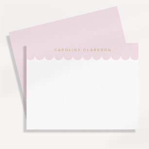 Blush Roze en Gouden Scallop Moderne Notitiekaart Kaart