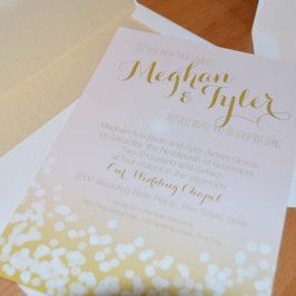 Blush Roze en Gouden Sparkle Bruiloft Kaart