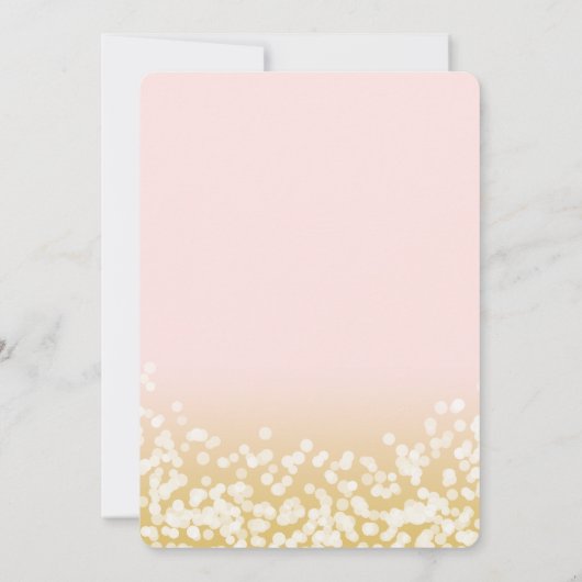 Blush Roze en Gouden Sparkle Bruiloft Kaart (Achterkant)