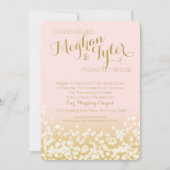 Blush Roze en Gouden Sparkle Bruiloft Kaart (Voorkant)
