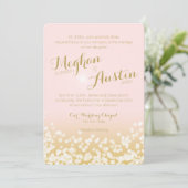 Blush Roze en Gouden Sparkle Lights Bruiloft Kaart (Staand voorkant)