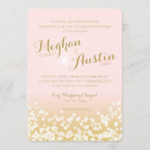 Blush Roze en Gouden Sparkle Lights Bruiloft