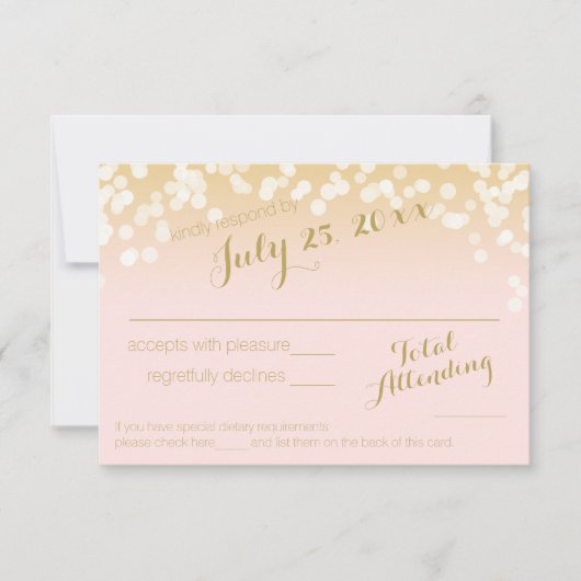 Blush Roze en Gouden Sparkle Lights RSVP (Voorkant)