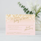 Blush Roze en Gouden Sparkle Lights RSVP (Staand voorkant)