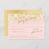 Blush Roze en Gouden Sparkle Lights RSVP (Voorkant / Achterkant)