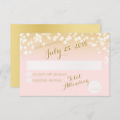 Blush Roze en Gouden Sparkle Lights RSVP (Voorkant / Achterkant)