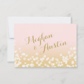 Blush Roze en Gouden Sparkle Lights RSVP (Achterkant)
