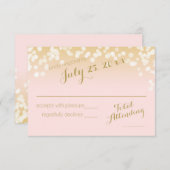Blush Roze en Gouden Sparkle Lights RSVP (Voorkant / Achterkant)