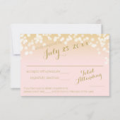 Blush Roze en Gouden Sparkle Lights RSVP Kaartje (Voorkant)