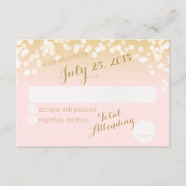 Blush Roze en Gouden Sparkle Lights RSVP Kaartje