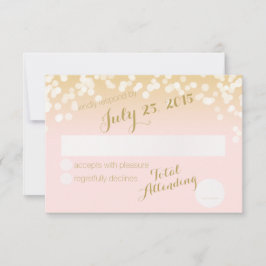Blush Roze en Gouden Sparkle Lights RSVP Kaartje