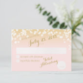 Blush Roze en Gouden Sparkle Lights RSVP Kaartje (Staand voorkant)
