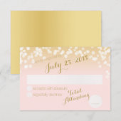 Blush Roze en Gouden Sparkle Lights RSVP Kaartje (Voorkant / Achterkant)