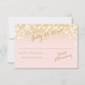Blush Roze en Gouden Sparkle Lights RSVP Kaartje (Voorkant)