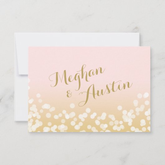 Blush Roze en Gouden Sparkle Lights RSVP Kaartje (Achterkant)