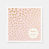 Blush roze en gouden stippen meisje baby shower th servetten (Voorkant)