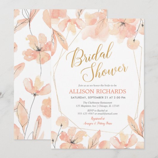 Blush roze en gouden tuin botanisch vrijgezellenfe kaart (Voorkant / Achterkant)