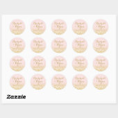 Blush Roze en Gouden Twinkle Lichten Ronde Sticker (Vel)