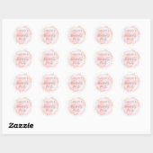 Blush Roze en Gouden Waterverf Verjaardagsfeest Ronde Sticker (Vel)