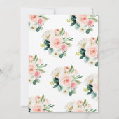 Blush Roze en Greenery Leaves Wedding Invitation Kaart (Achterkant)