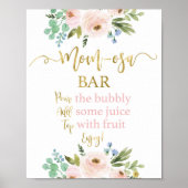 Blush roze en greenery momosa bar sign poster (Voorkant)