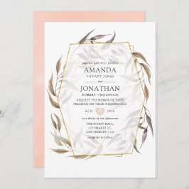 Blush roze en Greenery Pastel Geometric Wedding Kaart