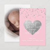 Blush roze en grijs Baby shower Dank je wel Bedankkaart (Voorkant / Achterkant)