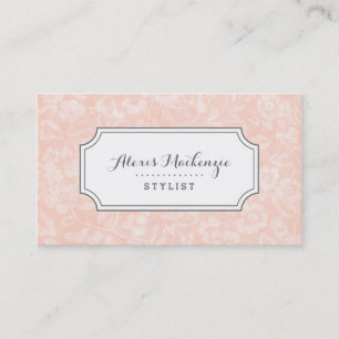 Blush roze en grijs bloemenprint visitekaartje