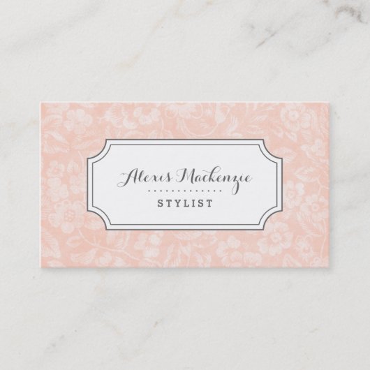 Blush roze en grijs bloemenprint visitekaartje (Voorkant)