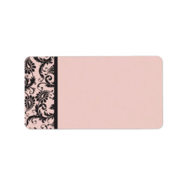 Blush Roze en Grijs Damast Adres Label Blank