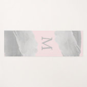 Blush Roze en Grijs Waterverf Wash Monogrammed Yogamat (Voorkant (horizontaal))