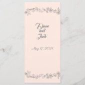 Blush roze en grijze bruiloft menu (Achterkant)